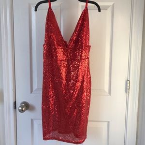 Red sheer mini dress